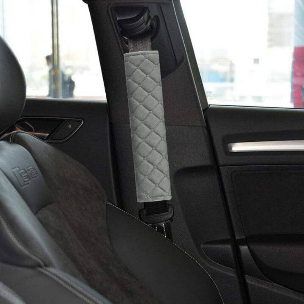 Gray Soft Patterned Seat Belt Strap Covers Car Accessories  
