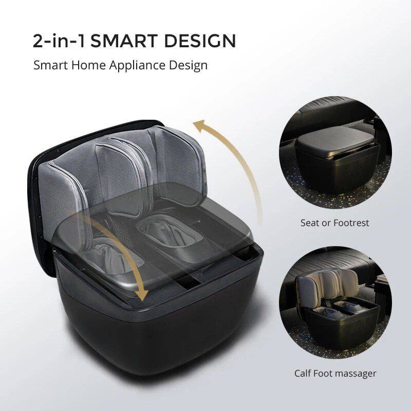 2 in 1 Heated Foot and Leg Massager with Shiatsu and Air Compression Advanced Technologies Massage & Spa Gadgets Color : Black 
