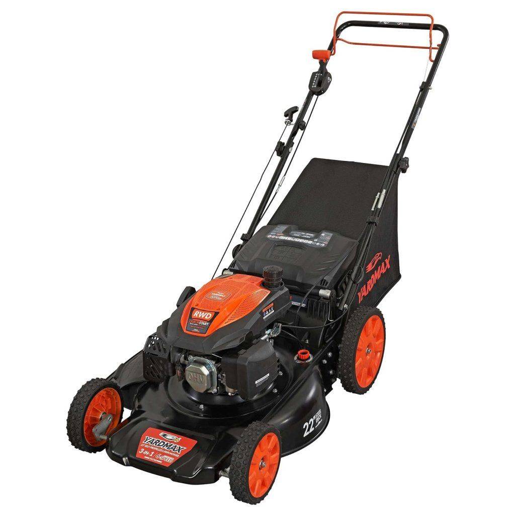 22 in. High-Wheel 201cc 6-Speed Self-Propelled Gas Lawn Mower Lawn Mowers Patio, Lawn & Garden Color: Black 22 in. High-Wheel 201cc 6-Speed Self-Propelled Gas Lawn Mower Lawn Mowers Patio, Lawn & Garden Color: Black