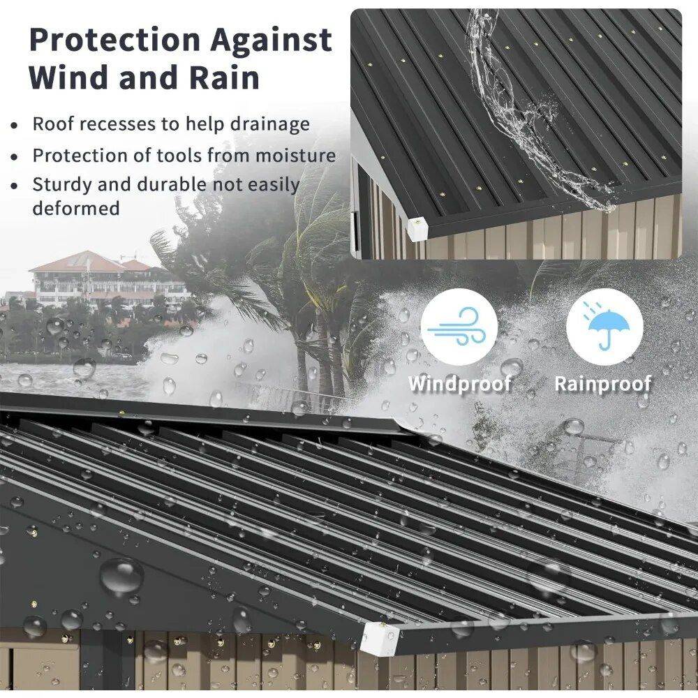 6FT x 4FT Outdoor Metal Storage Shed – Durable Steel Utility Tool House with Secure Lock, Brown Patio, Lawn & Garden Storage Sheds 6FT x 4FT Outdoor Metal Storage Shed - Durable Steel Utility Tool House with Secure Lock, Brown Patio, Lawn & Garden Storage Sheds