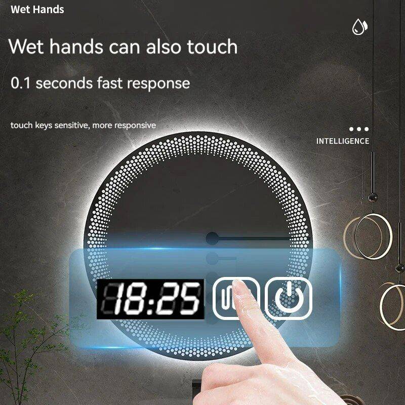 80CM Round Smart LED Bathroom Mirror with 3-Color Adjustable Backlight & Defogging Feature Bathroom Mirrors Color : Tricolor 80CM Round Smart LED Bathroom Mirror with 3-Color Adjustable Backlight & Defogging Feature Bathroom Mirrors Color : Tricolor