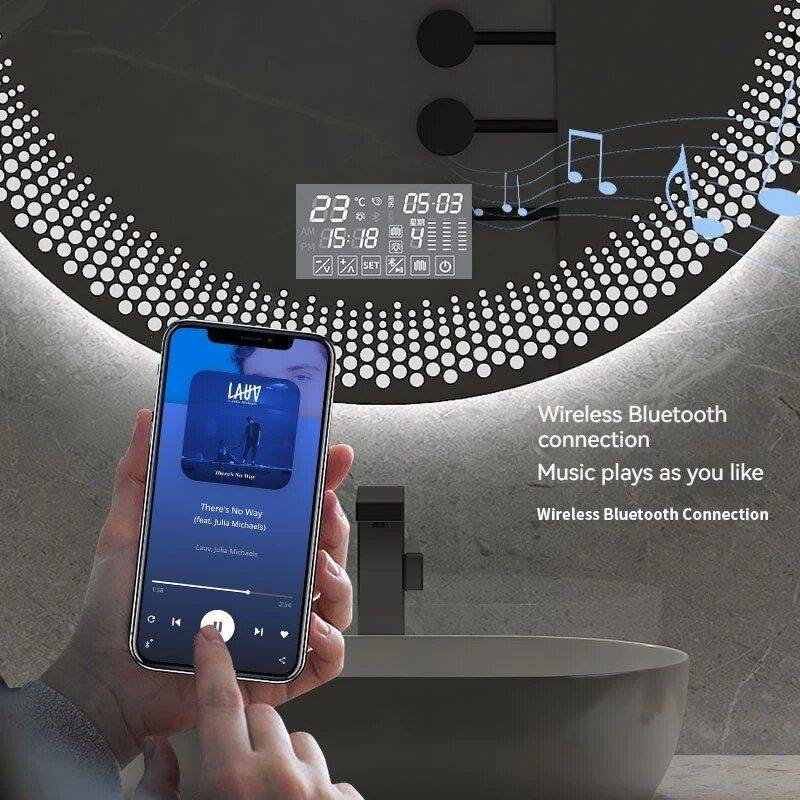 80CM Round Smart LED Bathroom Mirror with 3-Color Adjustable Backlight & Defogging Feature Bathroom Mirrors Color : Tricolor 80CM Round Smart LED Bathroom Mirror with 3-Color Adjustable Backlight & Defogging Feature Bathroom Mirrors Color : Tricolor