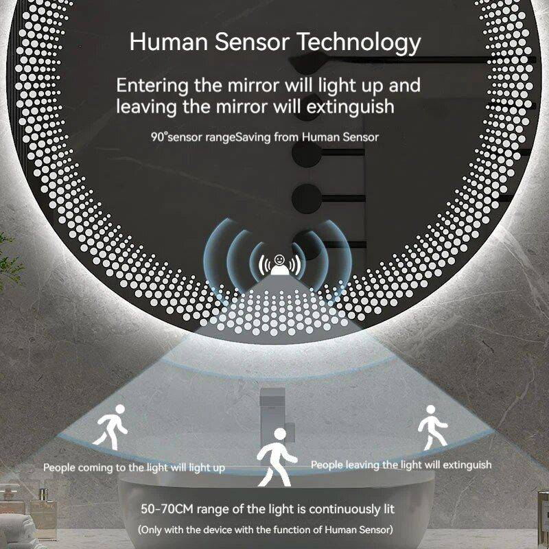 80CM Round Smart LED Bathroom Mirror with 3-Color Adjustable Backlight & Defogging Feature Bathroom Mirrors Color : Tricolor 80CM Round Smart LED Bathroom Mirror with 3-Color Adjustable Backlight & Defogging Feature Bathroom Mirrors Color : Tricolor