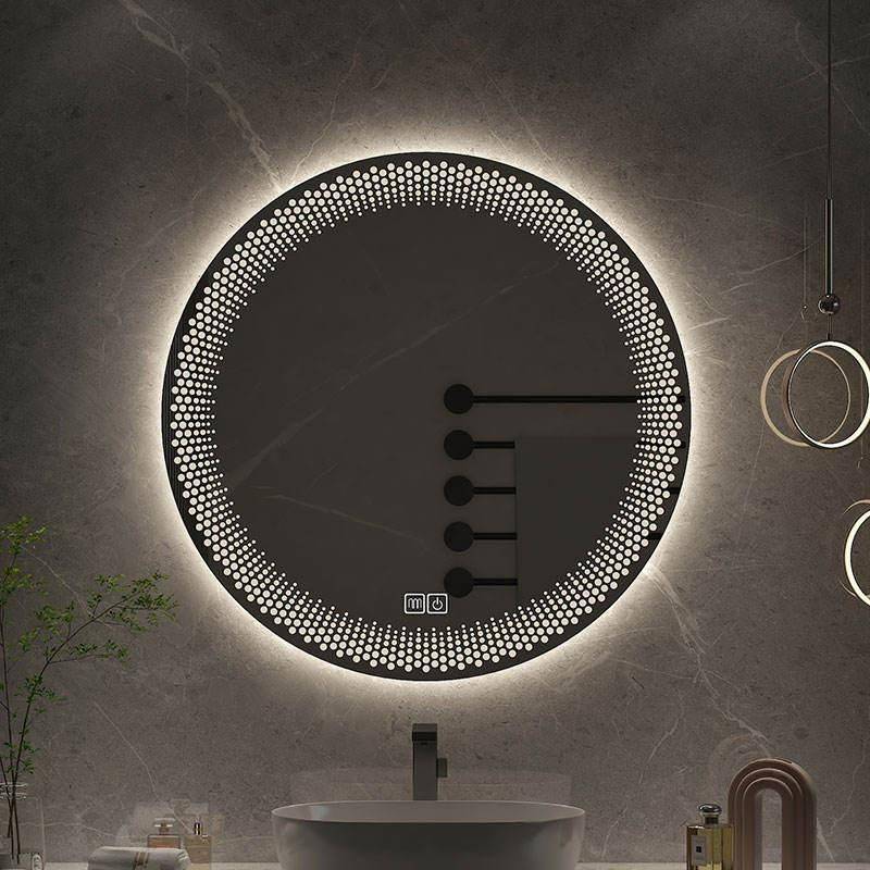 80CM Round Smart LED Bathroom Mirror with 3-Color Adjustable Backlight & Defogging Feature Bathroom Mirrors Color : Tricolor 80CM Round Smart LED Bathroom Mirror with 3-Color Adjustable Backlight & Defogging Feature Bathroom Mirrors Color : Tricolor