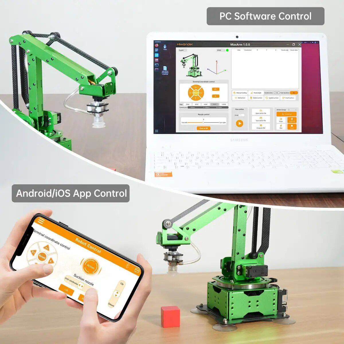 Advanced 4-DOF Air Pump Robotic Arm Kit with App Control & Open Source Technology Advanced Technologies Robots Kit : Starter kit 