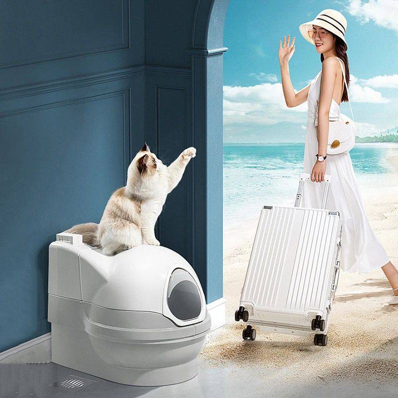 Automatic Intelligence Cat Bedpans Deodorization Leak Proof Self Cleaning Pet Supplies Smart Litter Boxes Color : White with Cover|White without Cover Automatic Intelligence Cat Bedpans Deodorization Leak Proof Self Cleaning Pet Supplies Smart Litter Boxes Color : White with Cover|White without Cover