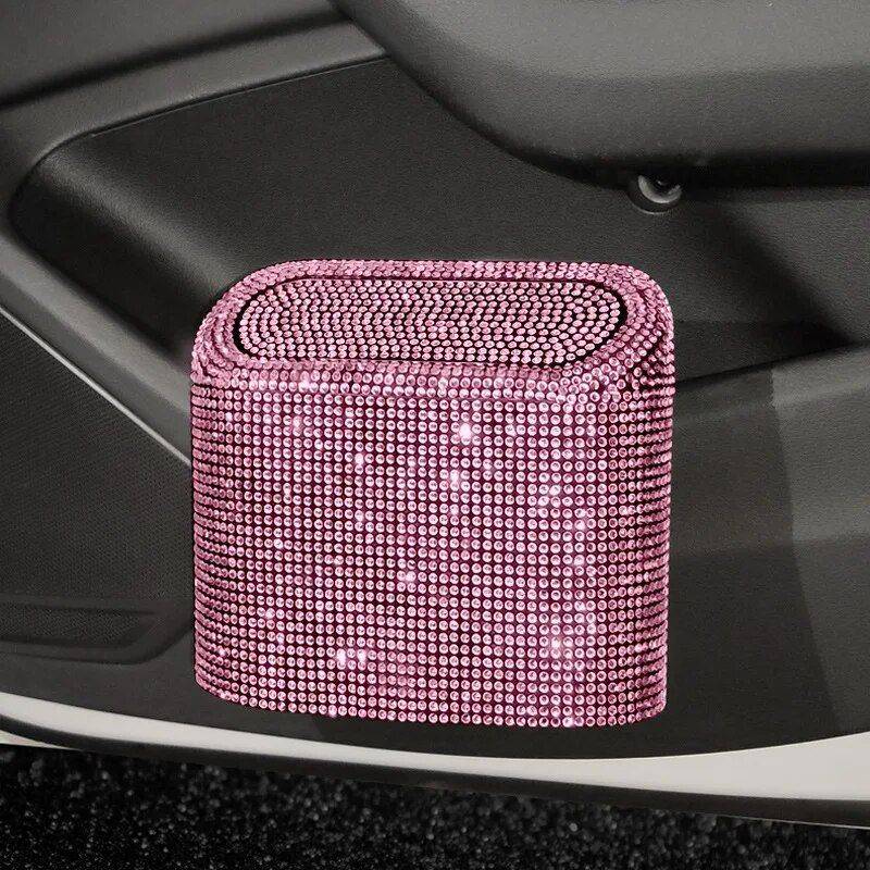 Bling Car Trash Can with Rhinestone Accents Car Organizers Color Name : Colorful|Red|White|Blue|Green|Black|Pink Bling Car Trash Can with Rhinestone Accents Car Organizers Color Name : Colorful|Red|White|Blue|Green|Black|Pink