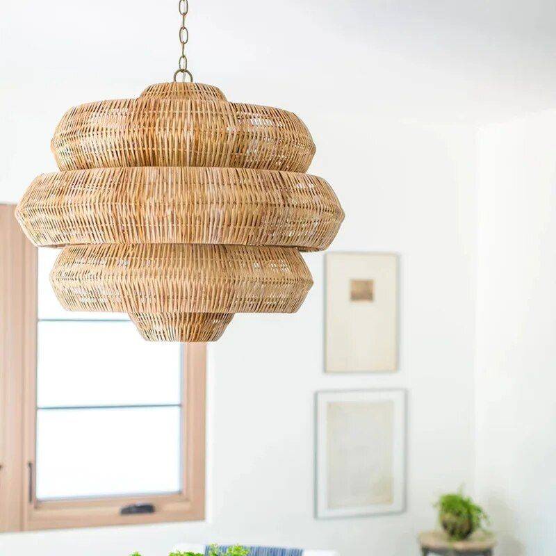 Bohemian Hand-Woven Rattan Chandelier for Hotels, Restaurants, and Banquet Halls Ceiling Lights Lighting Size : 60cm|70cm|80cm Bohemian Hand-Woven Rattan Chandelier for Hotels, Restaurants, and Banquet Halls Ceiling Lights Lighting Size : 60cm|70cm|80cm
