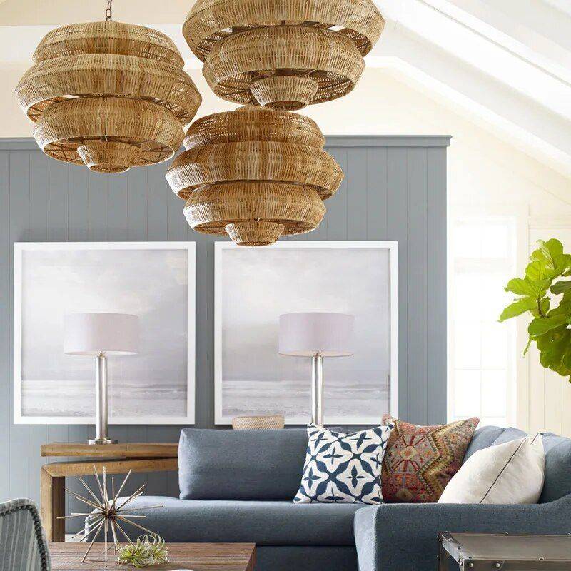 Bohemian Hand-Woven Rattan Chandelier for Hotels, Restaurants, and Banquet Halls Ceiling Lights Lighting Size : 60cm|70cm|80cm Bohemian Hand-Woven Rattan Chandelier for Hotels, Restaurants, and Banquet Halls Ceiling Lights Lighting Size : 60cm|70cm|80cm