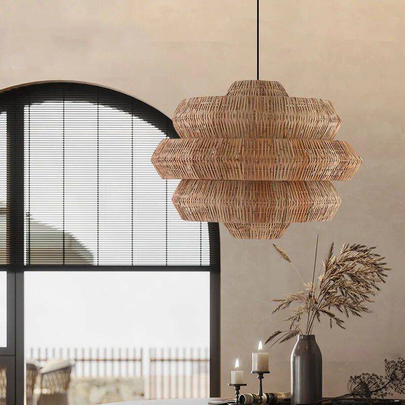 Bohemian Hand-Woven Rattan Chandelier for Hotels, Restaurants, and Banquet Halls Ceiling Lights Lighting Size : 60cm|70cm|80cm Bohemian Hand-Woven Rattan Chandelier for Hotels, Restaurants, and Banquet Halls Ceiling Lights Lighting Size : 60cm|70cm|80cm