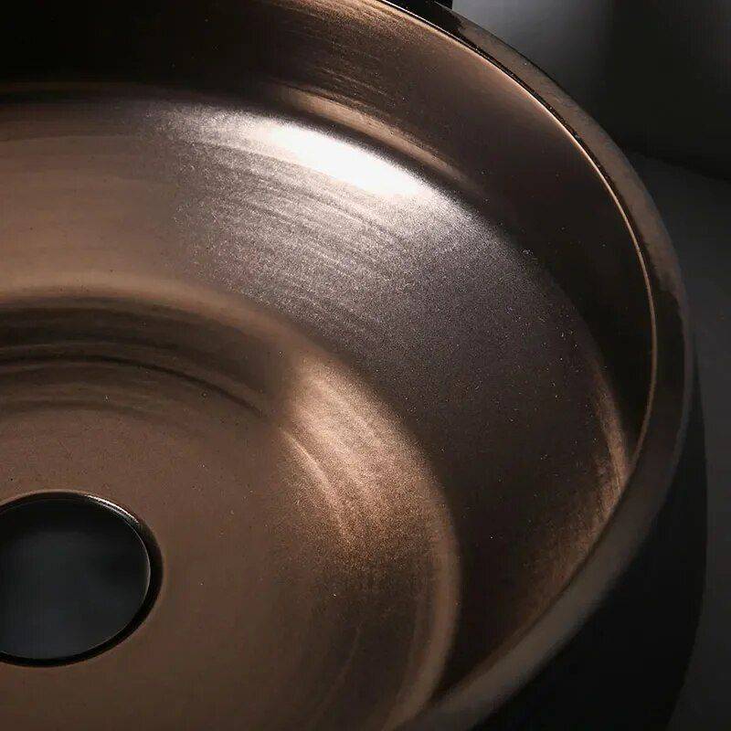 Chic Black Gold Oval Ceramic Basin – Luxury Bathroom Countertop Sink Bathroom Sinks Color : Basin Faucet Set Chic Black Gold Oval Ceramic Basin - Luxury Bathroom Countertop Sink Bathroom Sinks Color : Basin Faucet Set