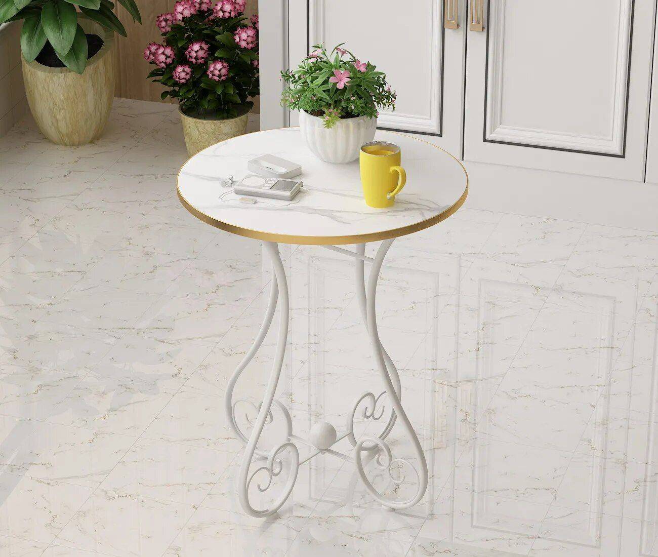 Chic European-Style Iron Round Side Table – Light Luxury Modern Home Accent Furniture Side Tables & Coffee Tables Style : A|B|C Chic European-Style Iron Round Side Table - Light Luxury Modern Home Accent Furniture Side Tables & Coffee Tables Style : A|B|C