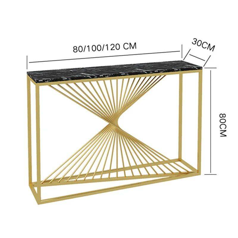 Chic Marble-Top Console Table with Iron Frame Furniture Stands & Console Tables Color : White 80cm|Black 80cm Chic Marble-Top Console Table with Iron Frame Furniture Stands & Console Tables Color : White 80cm|Black 80cm