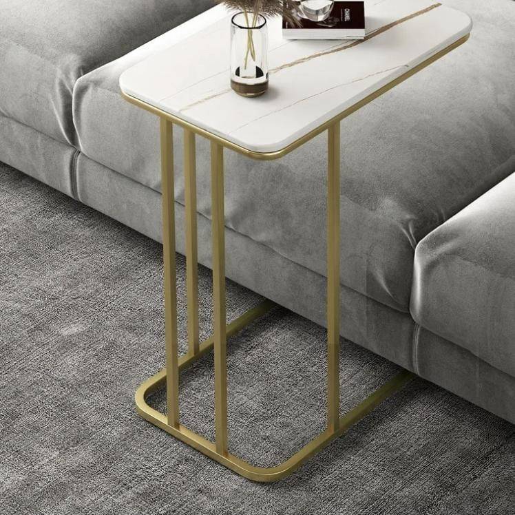 Chic Marble-Top Metal Sofa Side Table for Modern Living Spaces Furniture Side Tables & Coffee Tables Color : White/Black|White/Gold|White/Black (+Shelf)|White/Gold (+Shelf) Chic Marble-Top Metal Sofa Side Table for Modern Living Spaces Furniture Side Tables & Coffee Tables Color : White/Black|White/Gold|White/Black (+Shelf)|White/Gold (+Shelf)