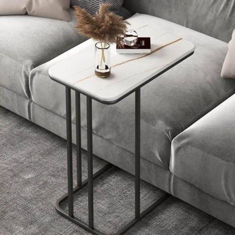 Chic Marble-Top Metal Sofa Side Table for Modern Living Spaces Furniture Side Tables & Coffee Tables Color: White/Black Chic Marble-Top Metal Sofa Side Table for Modern Living Spaces Furniture Side Tables & Coffee Tables Color: White/Black