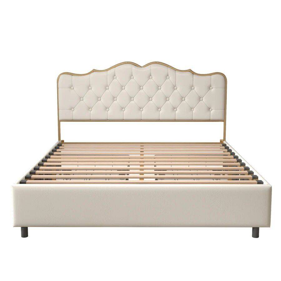 Classic Buckle-Back Bed with Storage Drawers Beds Furniture Color : White Classic Buckle-Back Bed with Storage Drawers Beds Furniture Color : White