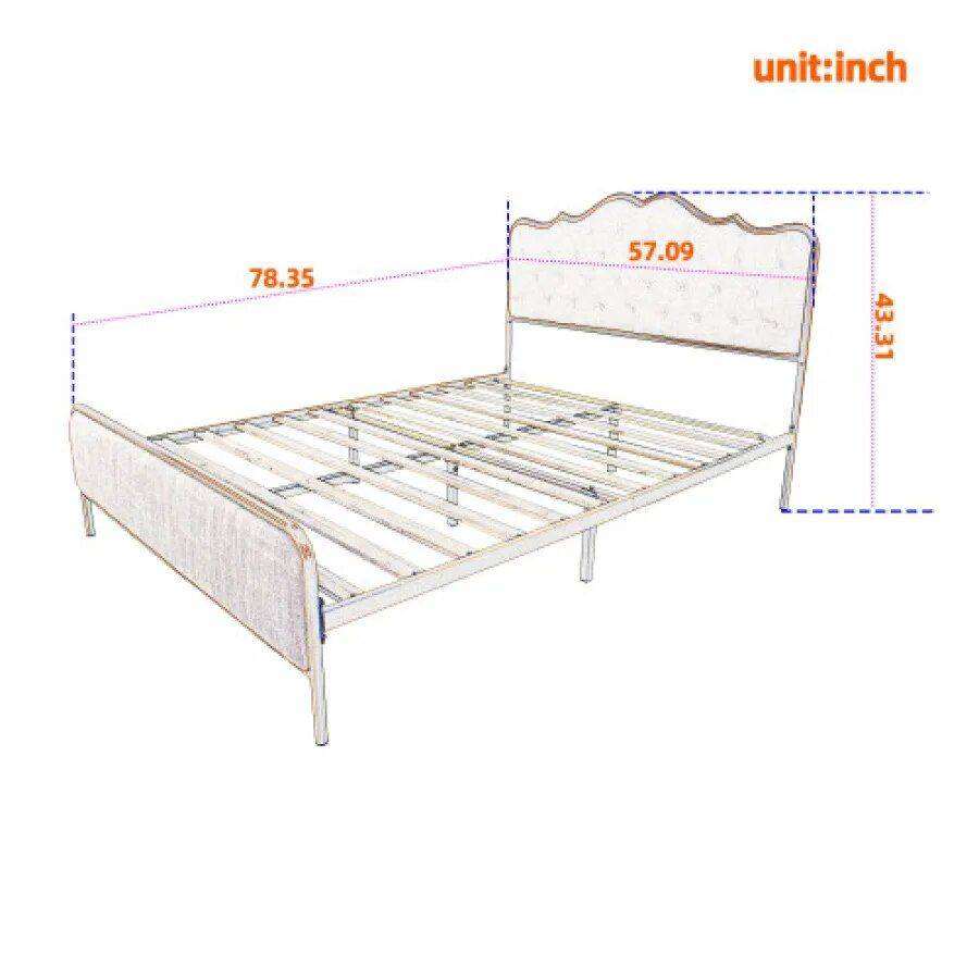 Classic Buckle-Back Bed with Storage Drawers Beds Furniture Color : White Classic Buckle-Back Bed with Storage Drawers Beds Furniture Color : White