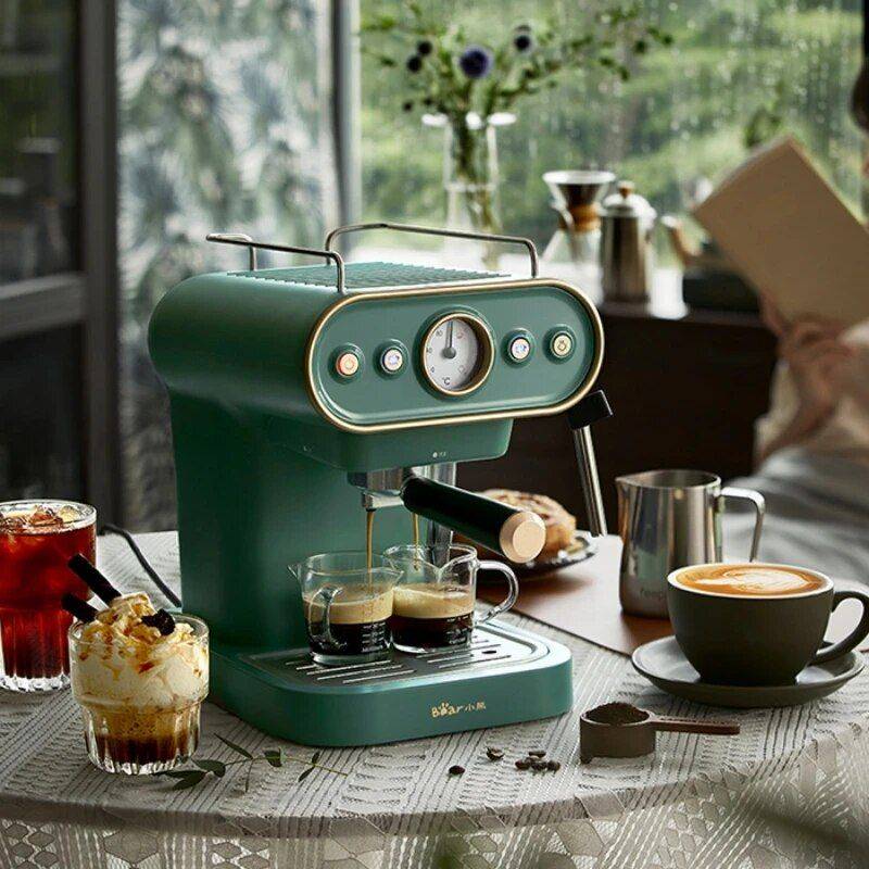Compact High-Pressure Espresso Coffee Machine with Steam Frother Coffee Brewing Kitchen Color : Green 