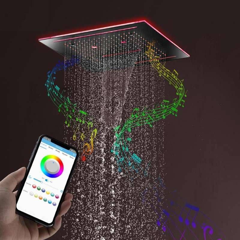 Concealed Music Shower Head Remote Control Colors LED Light Bathroom Shower Systems & Faucets Concealed Music Shower Head Remote Control Colors LED Light Bathroom Shower Systems & Faucets