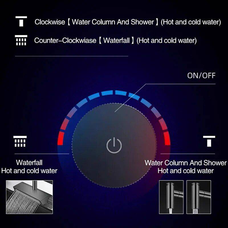 Contemporary Black Brass Waterfall Kitchen Faucet with Pull-Out Sprayer Bathroom Shower Systems & Faucets Color : Black Contemporary Black Brass Waterfall Kitchen Faucet with Pull-Out Sprayer Bathroom Shower Systems & Faucets Color : Black