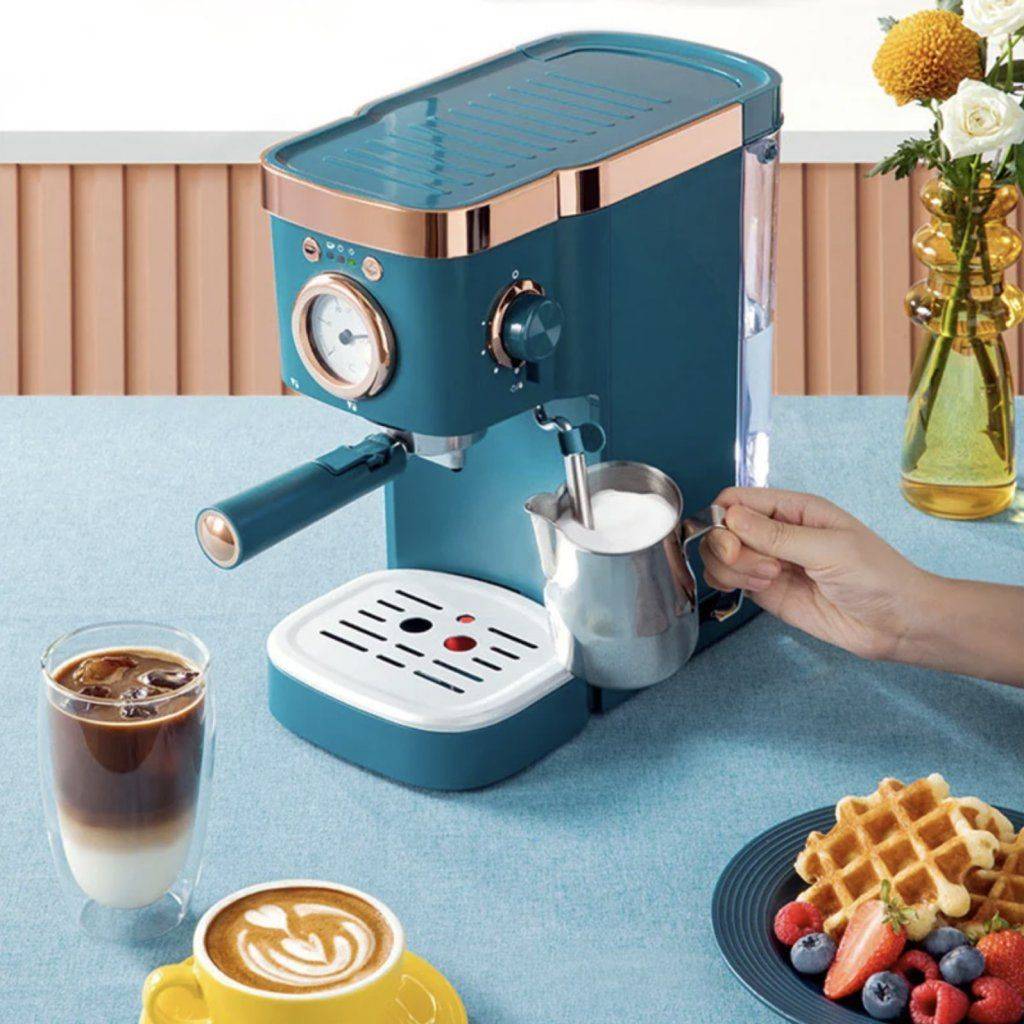 Deluxe Semi-Automatic Espresso Coffee Maker with Steam Milk Frother Coffee Brewing Kitchen  