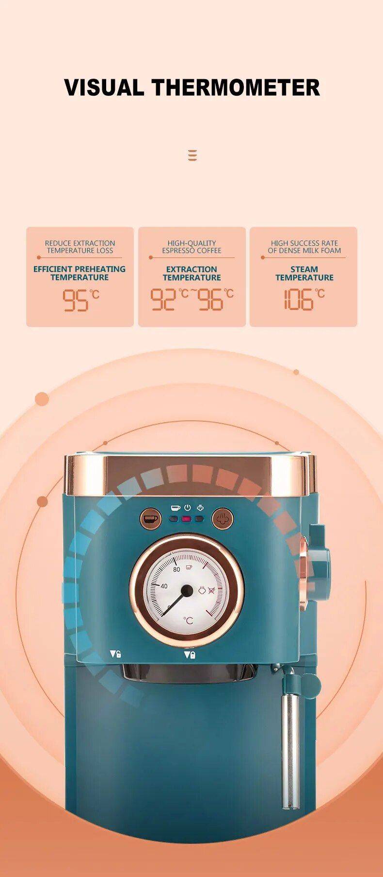 Deluxe Semi-Automatic Espresso Coffee Maker with Steam Milk Frother Coffee Brewing Kitchen Deluxe Semi-Automatic Espresso Coffee Maker with Steam Milk Frother Coffee Brewing Kitchen