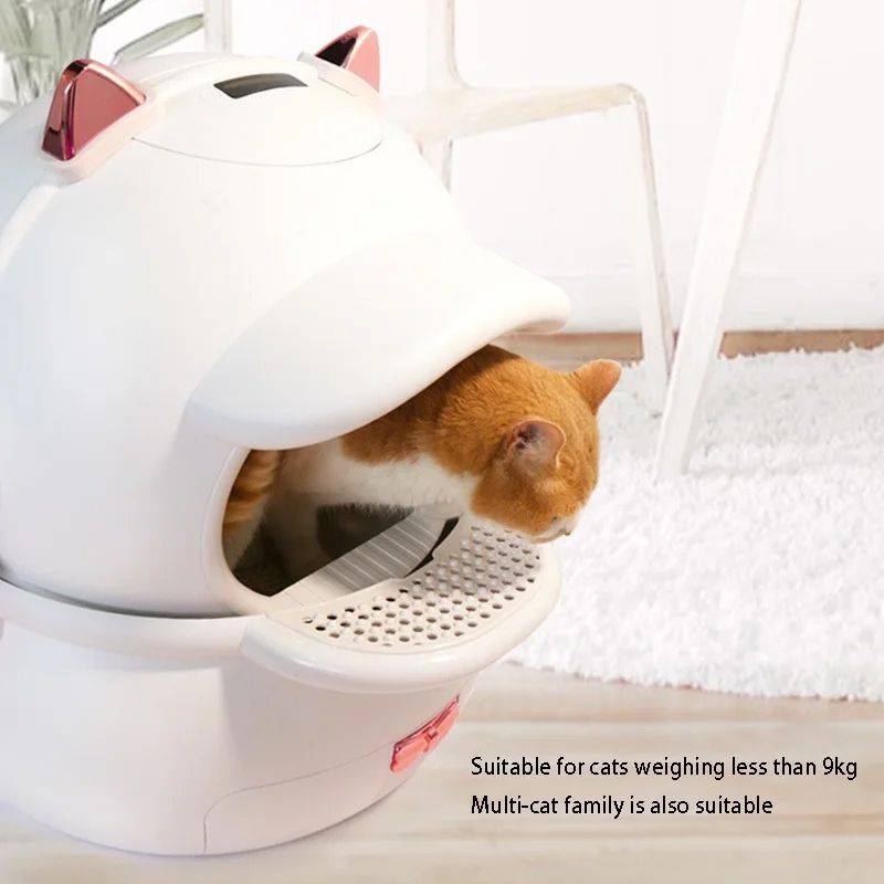 Deluxe Smart Cat Litter Box Pet Supplies Smart Litter Boxes Color : White 54x56cm|Gray 54x56cm 