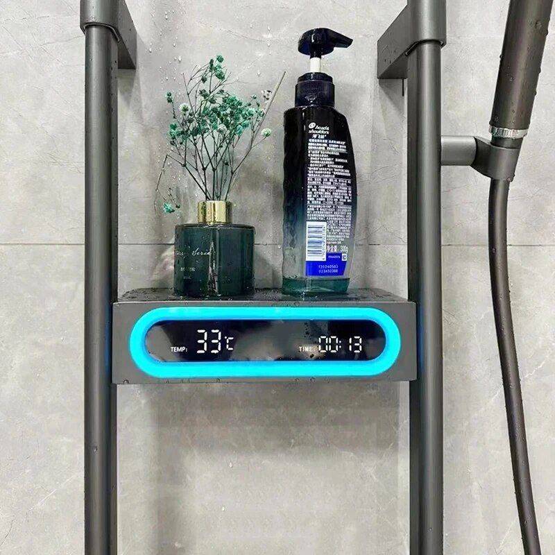 Digital Display Rotatable Pressurized Shower Head Rain Shower Bathroom Shower Systems & Faucets Color : Black Hot&Cold|Black Constant Temperature|Grey Hot&Cold|Grey Constant Temperature|White Hot&Cold|White Constant Temperature 