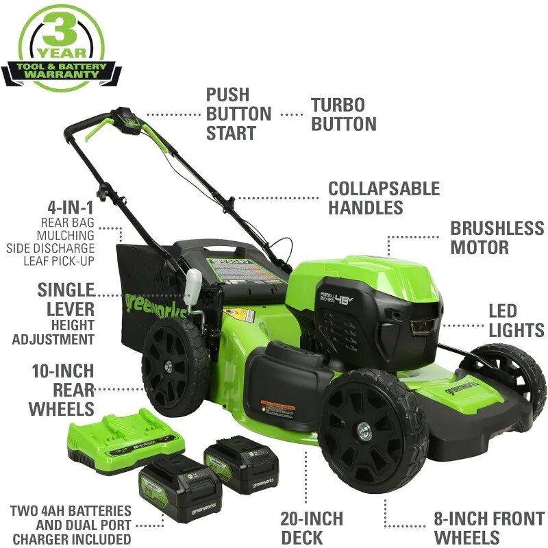 Efficient & Eco-Friendly Cordless Lawn Mower with LED Headlights, Dual Batteries & Rapid Charger Lawn Mowers Patio, Lawn & Garden Efficient & Eco-Friendly Cordless Lawn Mower with LED Headlights, Dual Batteries & Rapid Charger Lawn Mowers Patio, Lawn & Garden