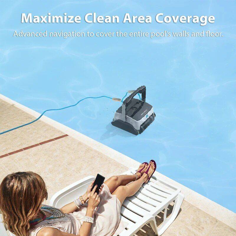 Efficient Robotic Pool Cleaner Automatic Vacuum with High Suction, Wall and Floor Cleaning Advanced Technologies Robots Color : Black Efficient Robotic Pool Cleaner Automatic Vacuum with High Suction, Wall and Floor Cleaning Advanced Technologies Robots Color : Black