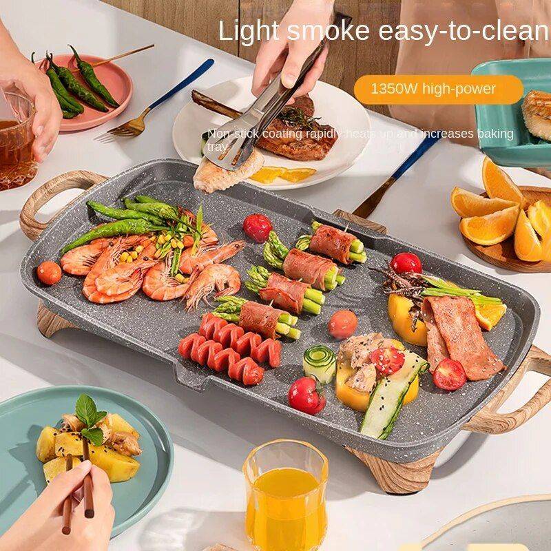 Electric Teppanyaki Grill – Smoke-Free Indoor Barbecue Plate for Family Gatherings Grills Kitchen Color : Gray Electric Teppanyaki Grill - Smoke-Free Indoor Barbecue Plate for Family Gatherings Grills Kitchen Color : Gray