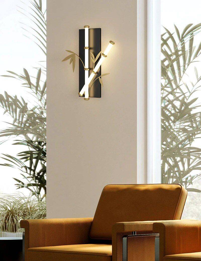 Elegant Bamboo-Inspired LED Wall Sconce for Modern Home Lighting Lighting Wall Lamps Color : Black Elegant Bamboo-Inspired LED Wall Sconce for Modern Home Lighting Lighting Wall Lamps Color : Black