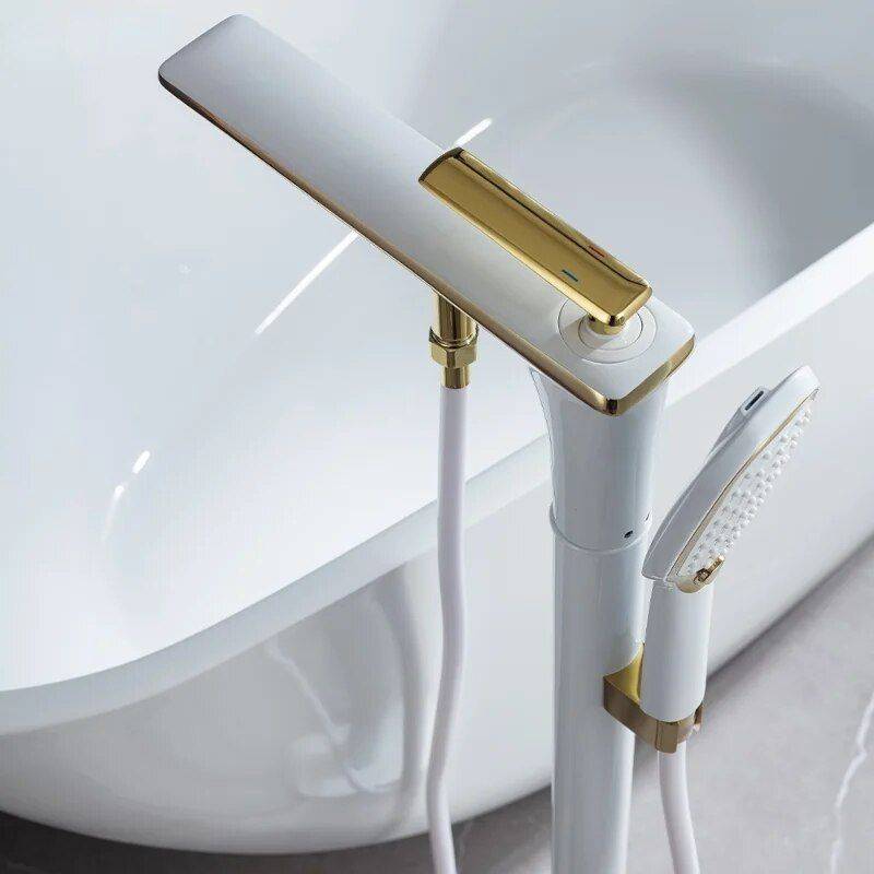 Elegant Freestanding Bathtub Faucet – Dual Control Mixer with Ceramic Valve Bathroom Shower Systems & Faucets Color : White Chrome|Black/Rose Gold|White Gold|Matte Black|Chrome Elegant Freestanding Bathtub Faucet - Dual Control Mixer with Ceramic Valve Bathroom Shower Systems & Faucets Color : White Chrome|Black/Rose Gold|White Gold|Matte Black|Chrome