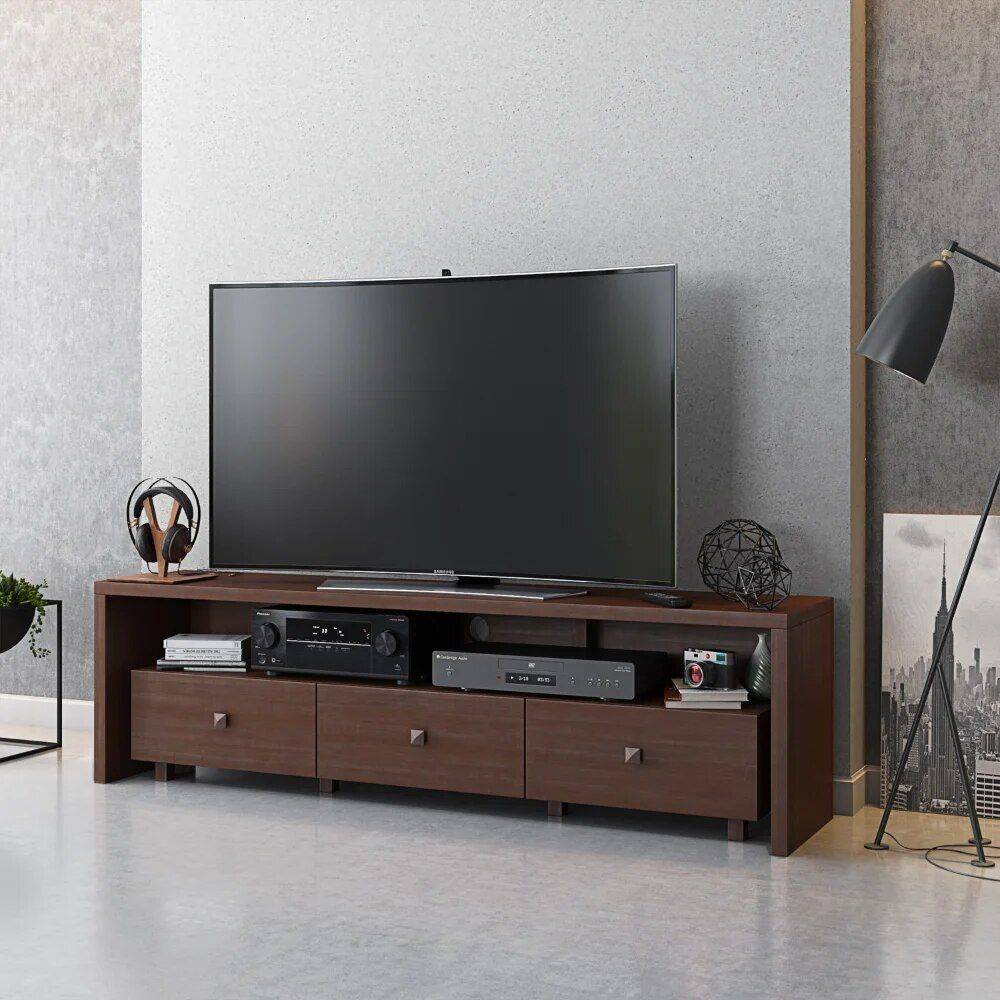 Elegant Modern TV Stand for 75″ TVs Furniture Stands & Console Tables Color: Brown Elegant Modern TV Stand for 75
