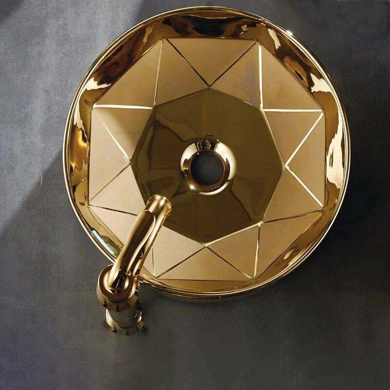 Elegant Rose Gold Ceramic Bathroom Basin Bathroom Sinks Color : Gold Elegant Rose Gold Ceramic Bathroom Basin Bathroom Sinks Color : Gold