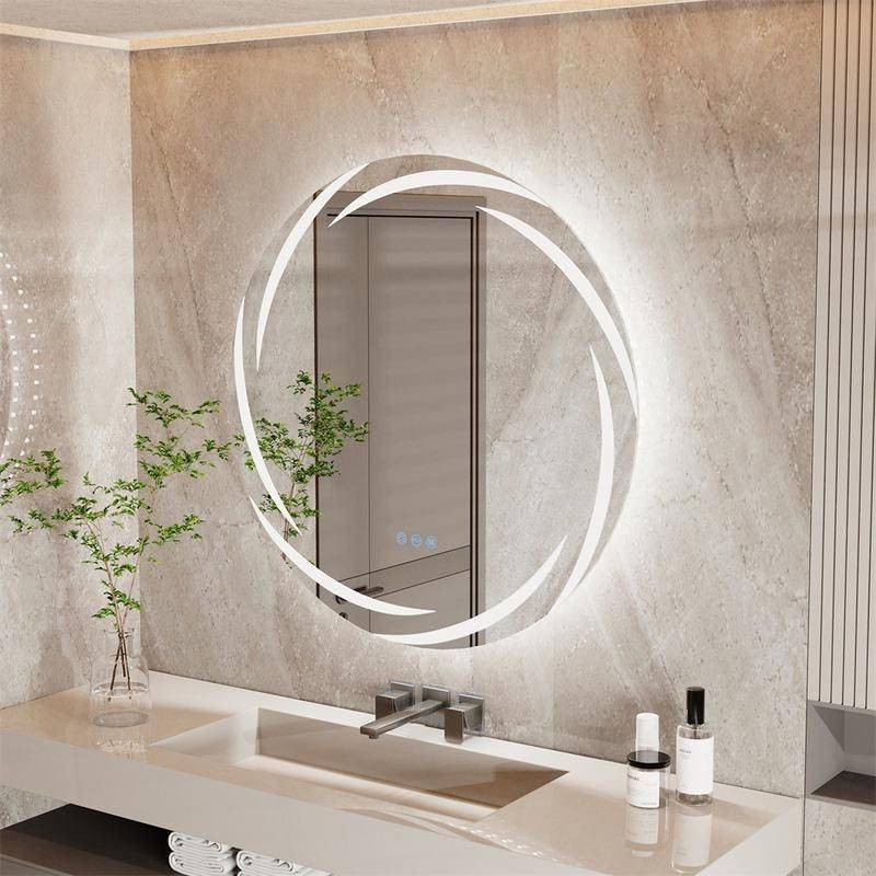 Elegant Round LED Illuminated Bathroom Mirror with Touch Sensor and Anti-Fog Features Bathroom Mirrors Size : 60cm (24 inch)|80cm (32 inch) 