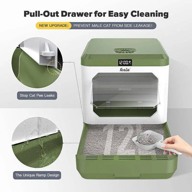 Extra Large Auto Deodorizing Cat Litter Box with Advanced Sterilization Pet Supplies Smart Litter Boxes Color : Grey|Green Extra Large Auto Deodorizing Cat Litter Box with Advanced Sterilization Pet Supplies Smart Litter Boxes Color : Grey|Green