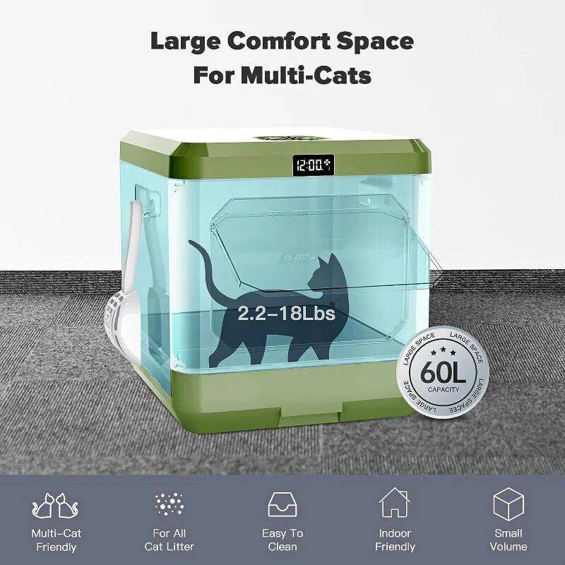 Extra Large Auto Deodorizing Cat Litter Box with Advanced Sterilization Pet Supplies Smart Litter Boxes Color : Grey|Green Extra Large Auto Deodorizing Cat Litter Box with Advanced Sterilization Pet Supplies Smart Litter Boxes Color : Grey|Green