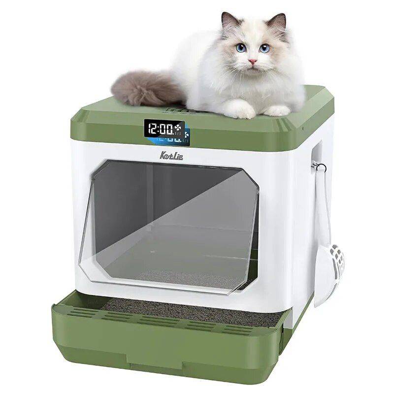 Extra Large Auto Deodorizing Cat Litter Box with Advanced Sterilization Pet Supplies Smart Litter Boxes Color : Grey|Green Extra Large Auto Deodorizing Cat Litter Box with Advanced Sterilization Pet Supplies Smart Litter Boxes Color : Grey|Green