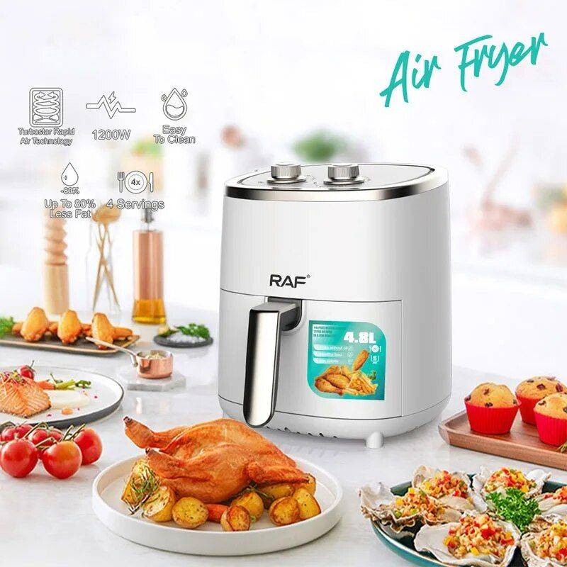 High-Capacity 4.8L Air Fryer – Stainless Steel, 1200W, Healthy Cooking with No Oily Smoke Air Fryers Kitchen High-Capacity 4.8L Air Fryer - Stainless Steel, 1200W, Healthy Cooking with No Oily Smoke Air Fryers Kitchen