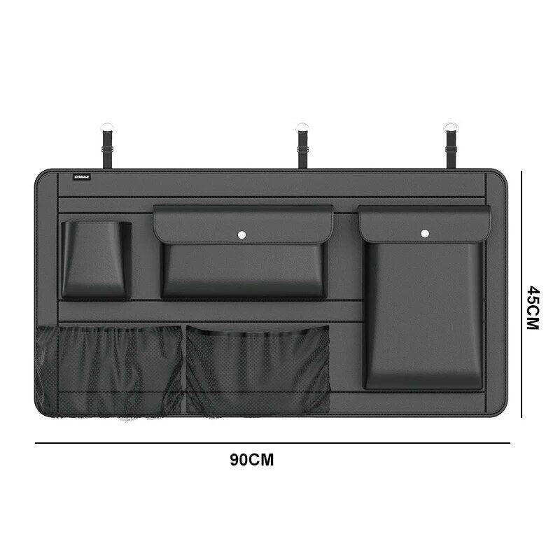 High Capacity Leather Car Storage Organizer with Multi-Use Pockets Car Organizers Color Name : Black High Capacity Leather Car Storage Organizer with Multi-Use Pockets Car Organizers Color Name : Black