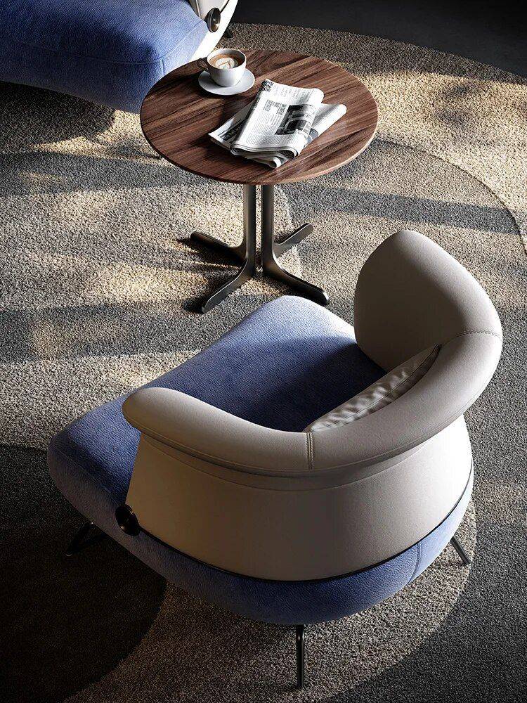 High-End Leather Leisure Sofa Chair Furniture Sofas & Chairs Color : Grey/Blue 