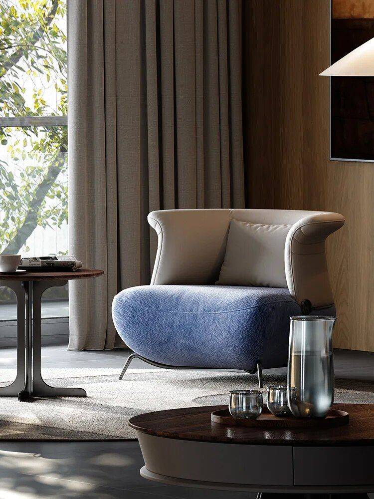 High-End Leather Leisure Sofa Chair Furniture Sofas & Chairs Color : Grey/Blue 