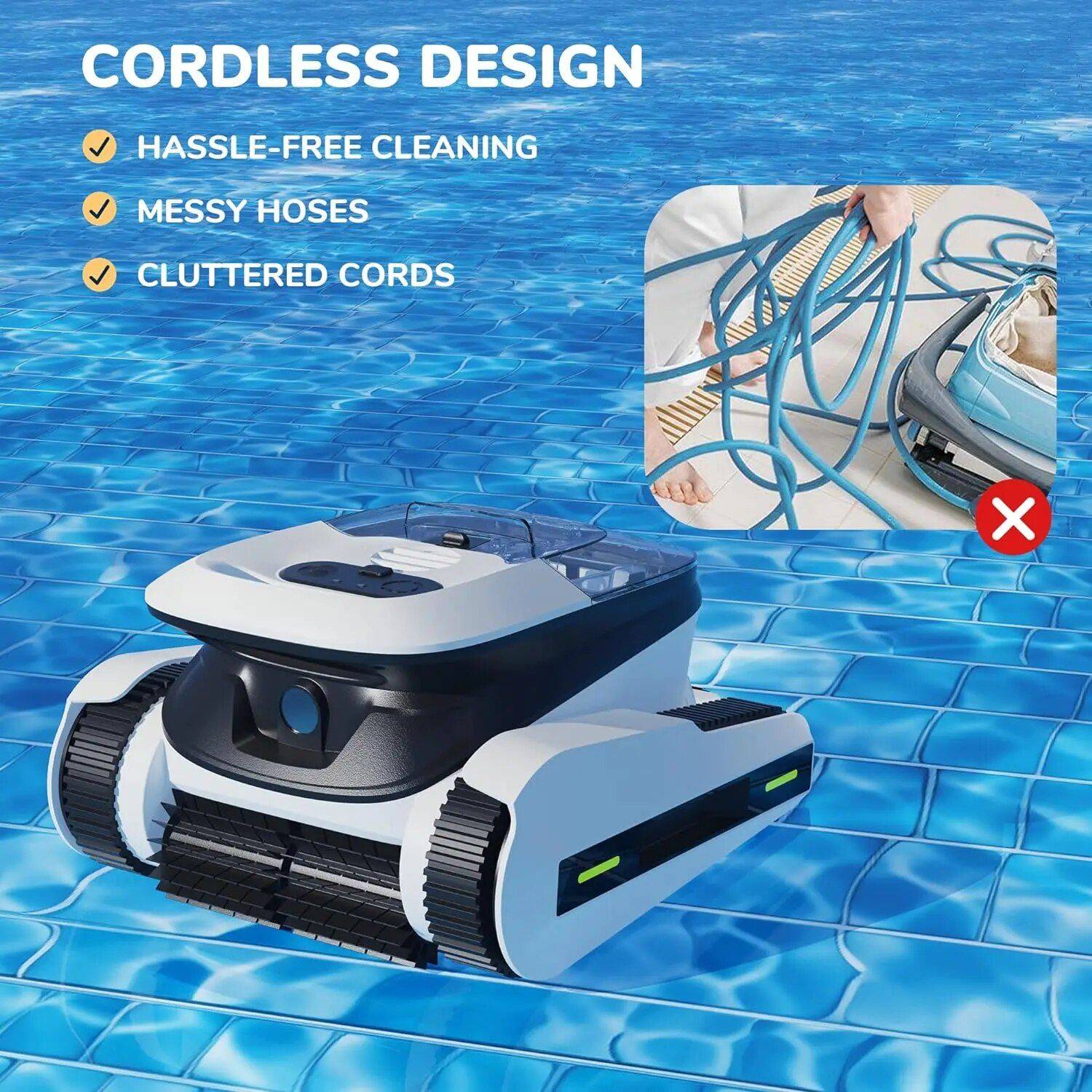 Intelligent Robotic Pool Vacuum Cordless, Long-lasting, with Sonar Path Planning Advanced Technologies Robots Color : White Intelligent Robotic Pool Vacuum Cordless, Long-lasting, with Sonar Path Planning Advanced Technologies Robots Color : White