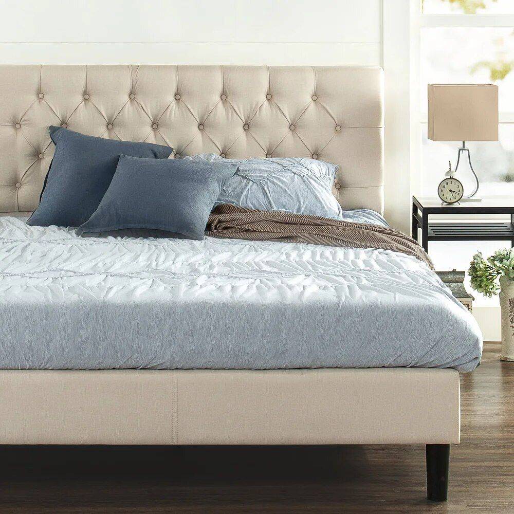 King-Sized Upholstered Platform Bed Frame Beds Furniture King-Sized Upholstered Platform Bed Frame Beds Furniture