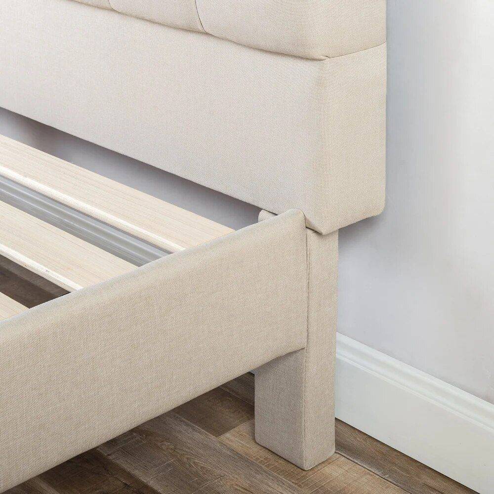 King-Sized Upholstered Platform Bed Frame Beds Furniture King-Sized Upholstered Platform Bed Frame Beds Furniture