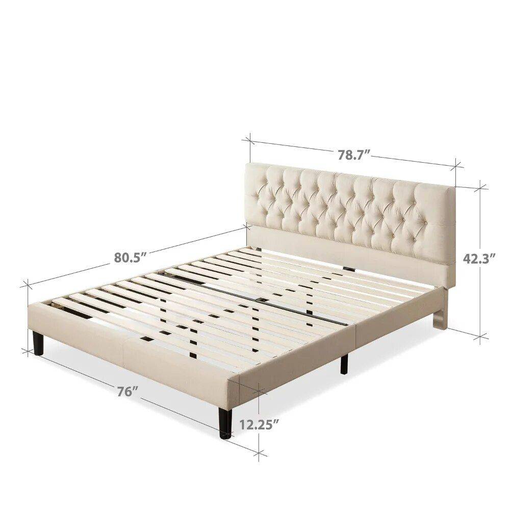 King-Sized Upholstered Platform Bed Frame Beds Furniture King-Sized Upholstered Platform Bed Frame Beds Furniture
