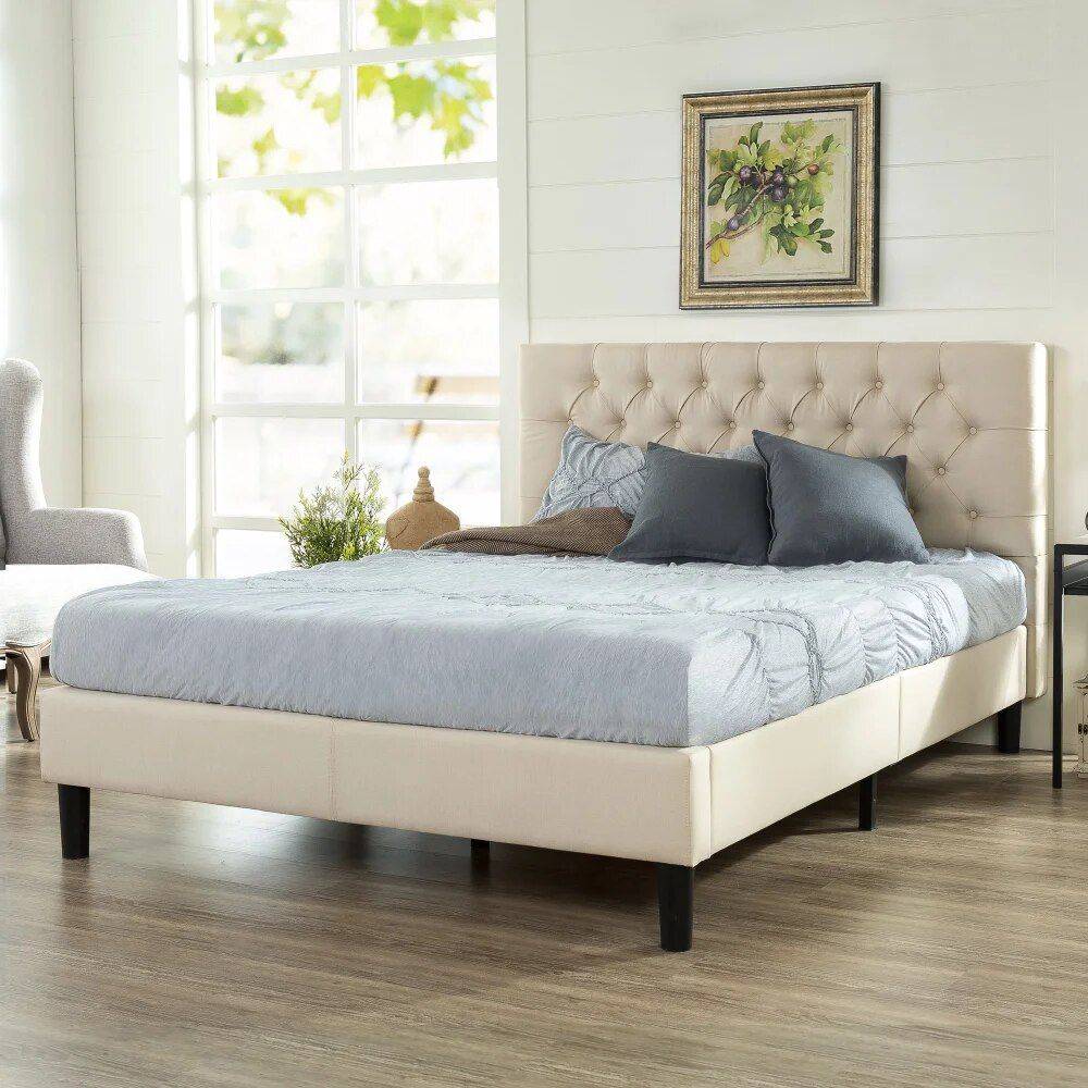 King-Sized Upholstered Platform Bed Frame Beds Furniture King-Sized Upholstered Platform Bed Frame Beds Furniture