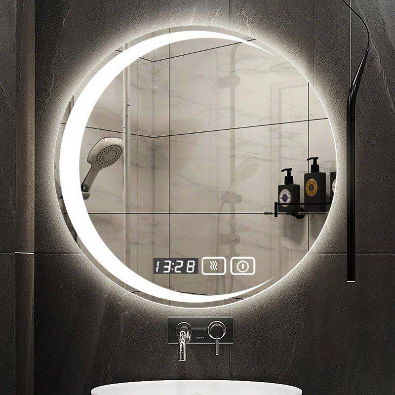 LED-Lit Round Frameless Smart Bathroom Mirror – Anti-Fog, 3-Color Lighting, Wall Mounted Bathroom Mirrors Size : 80x80cm LED-Lit Round Frameless Smart Bathroom Mirror - Anti-Fog, 3-Color Lighting, Wall Mounted Bathroom Mirrors Size : 80x80cm