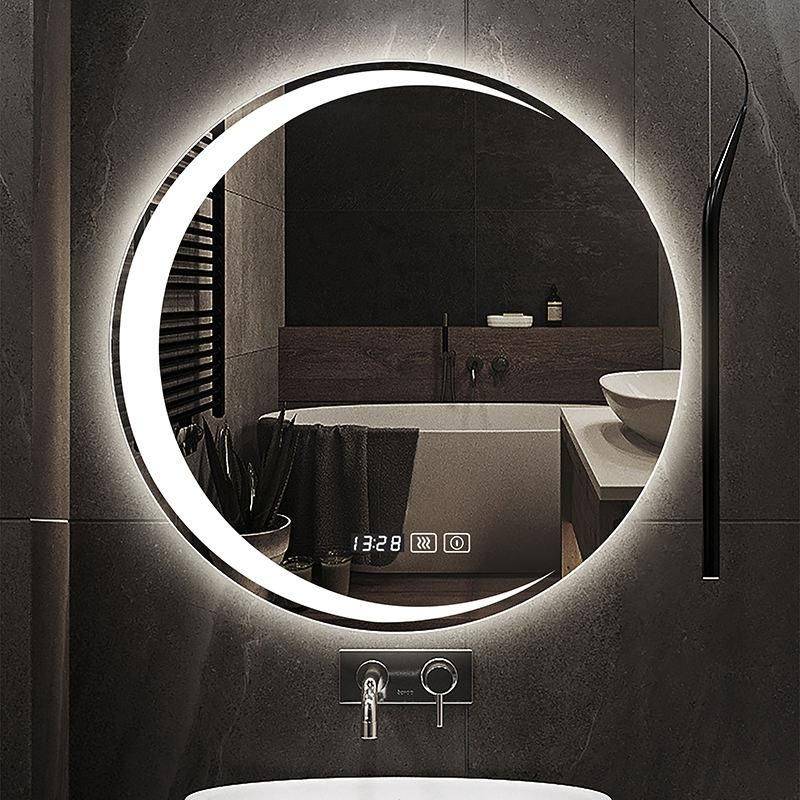 LED-Lit Round Frameless Smart Bathroom Mirror – Anti-Fog, 3-Color Lighting, Wall Mounted Bathroom Mirrors Size : 80x80cm LED-Lit Round Frameless Smart Bathroom Mirror - Anti-Fog, 3-Color Lighting, Wall Mounted Bathroom Mirrors Size : 80x80cm
